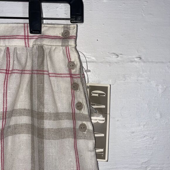 NWT Plaid A-Line Skirt Beige Pink Check Made in USA Size 10 Dead Stock 80s - Picture 3 of 14